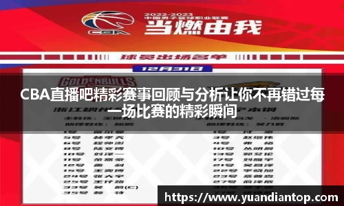 CBA直播吧精彩赛事回顾与分析让你不再错过每一场比赛的精彩瞬间